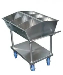 עגלה מנירוסטה סכום לאחסון וחלוקה לאחר פוליש